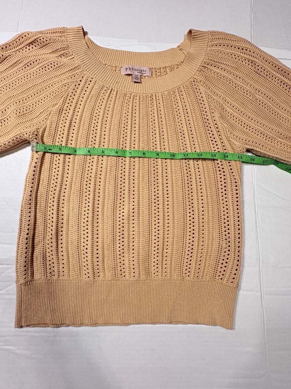 Philosophy Republic Clothing Women's Puff Sleeve Pointelle Knit Sweater #1062 - Picture 5 of 8